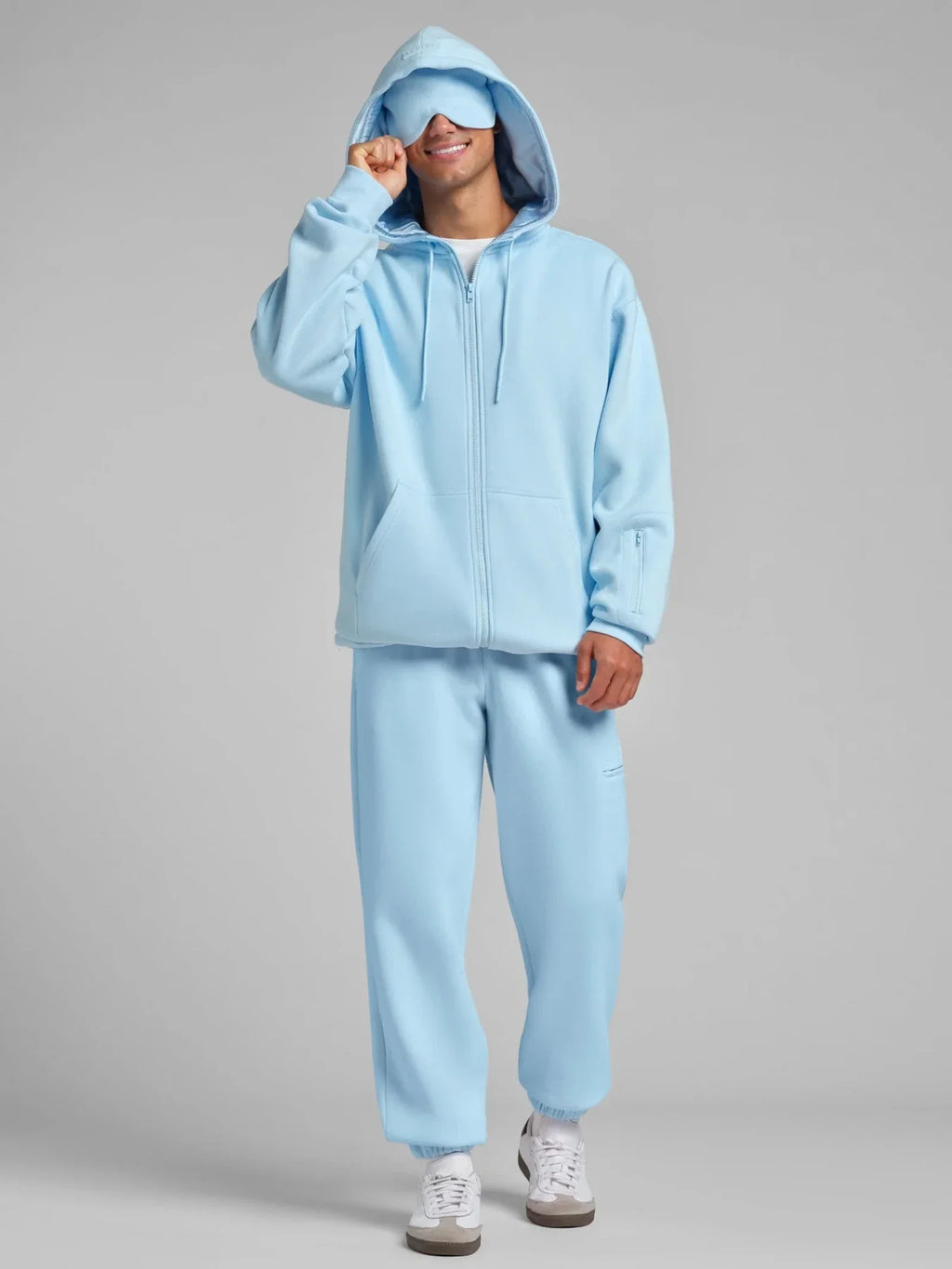 Full-Zip Travel Hoodie - Baby Blue