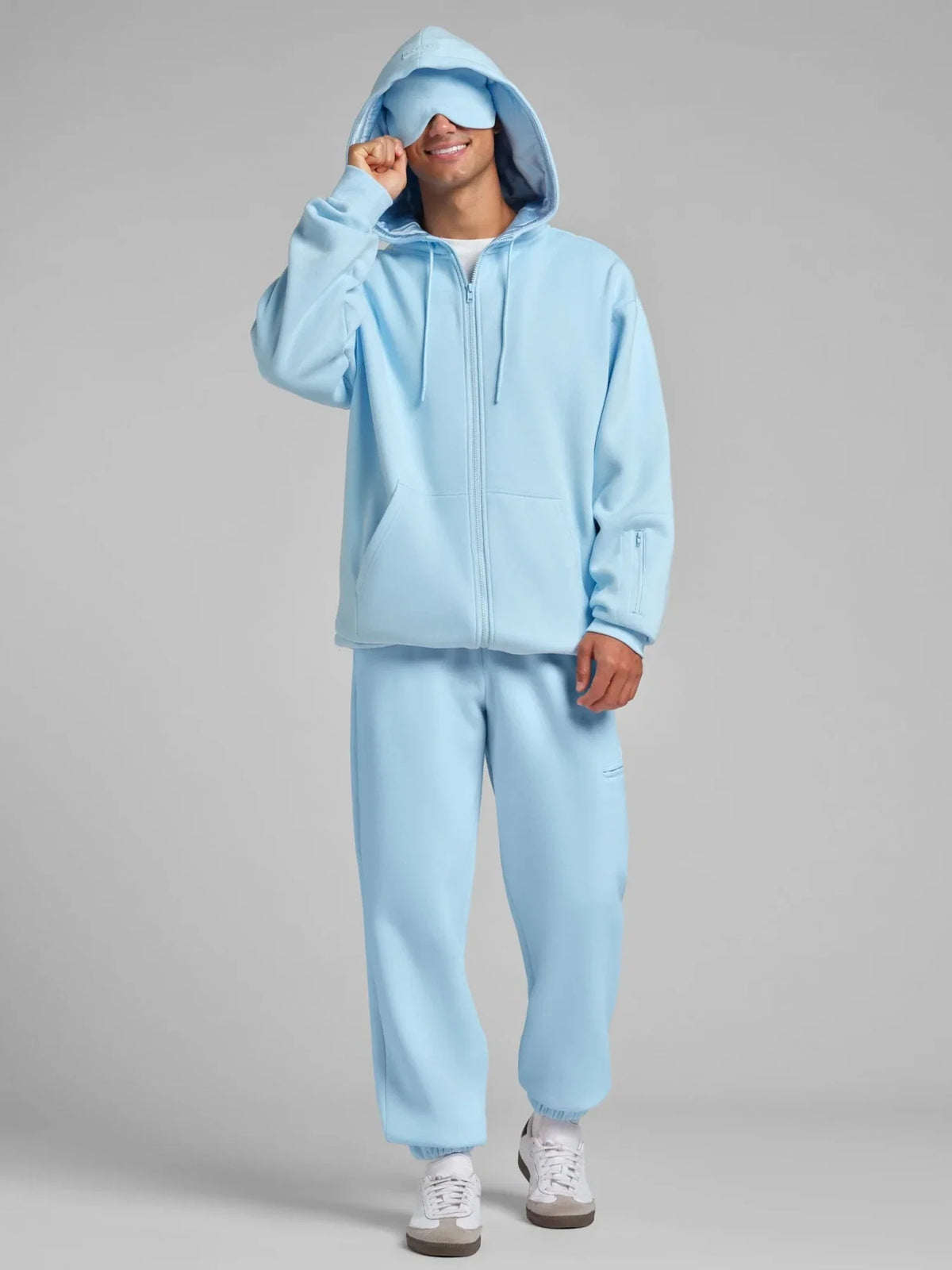 Full-Zip Travel Hoodie - Baby Blue