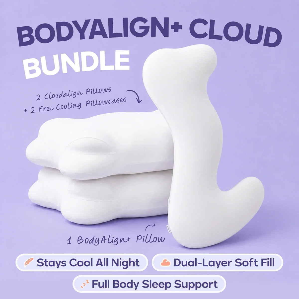 Cooling Pillow and 2 Bed Pillow Set