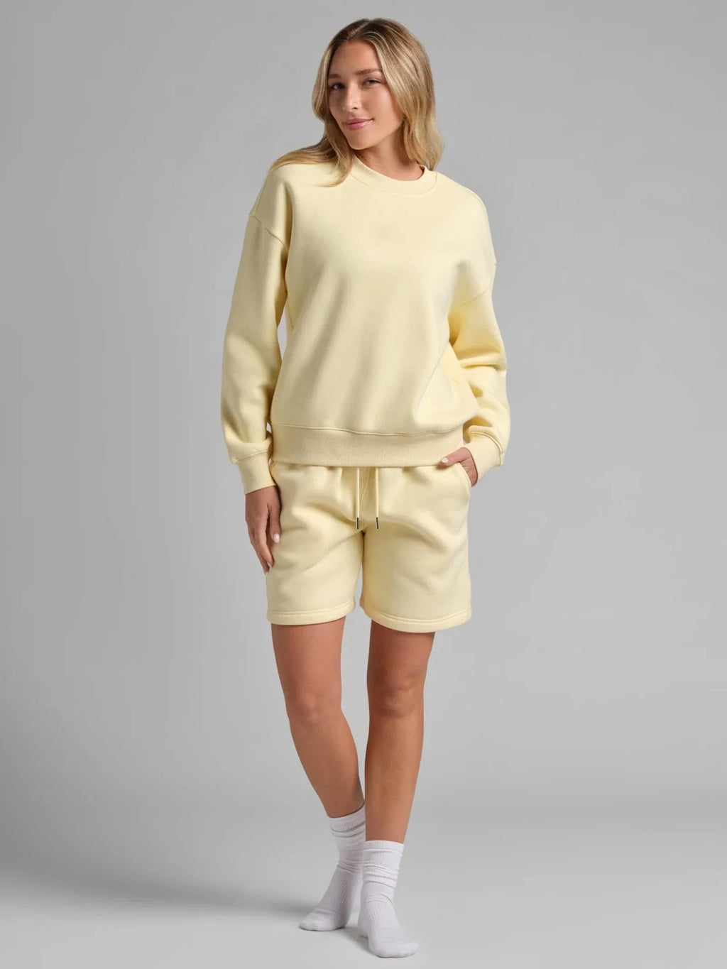 Cropped Crewneck Sweatshirt - Buttercream
