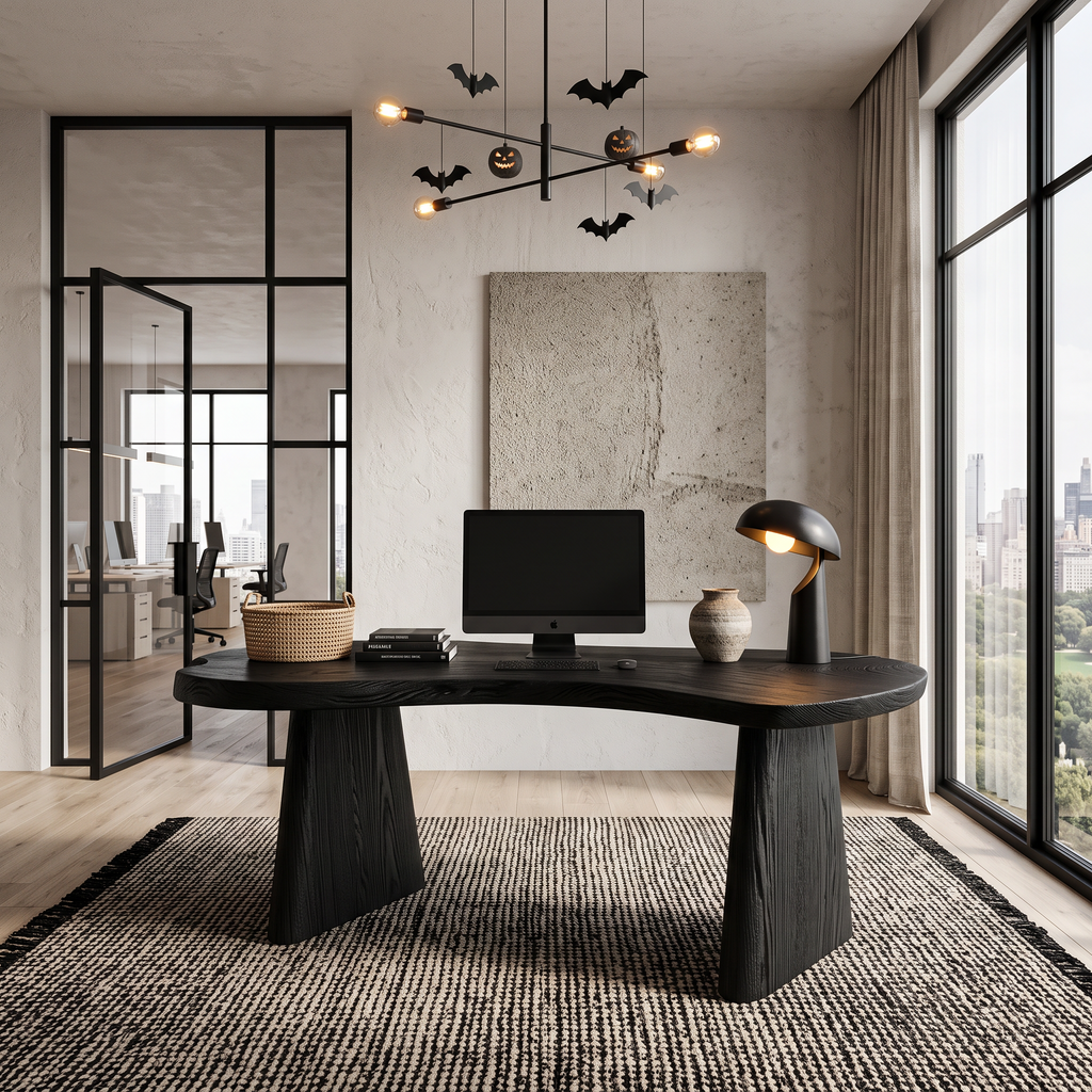 Modern Desk With Natural Edge Top And Sculptural Legs For Home Office
