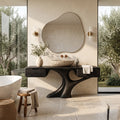 Sculptural Bathroom Vanity Branch Storage For Luxury Primary Suite