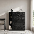 Contemporary Wave Carved Dresser With Shelves For Bedroom