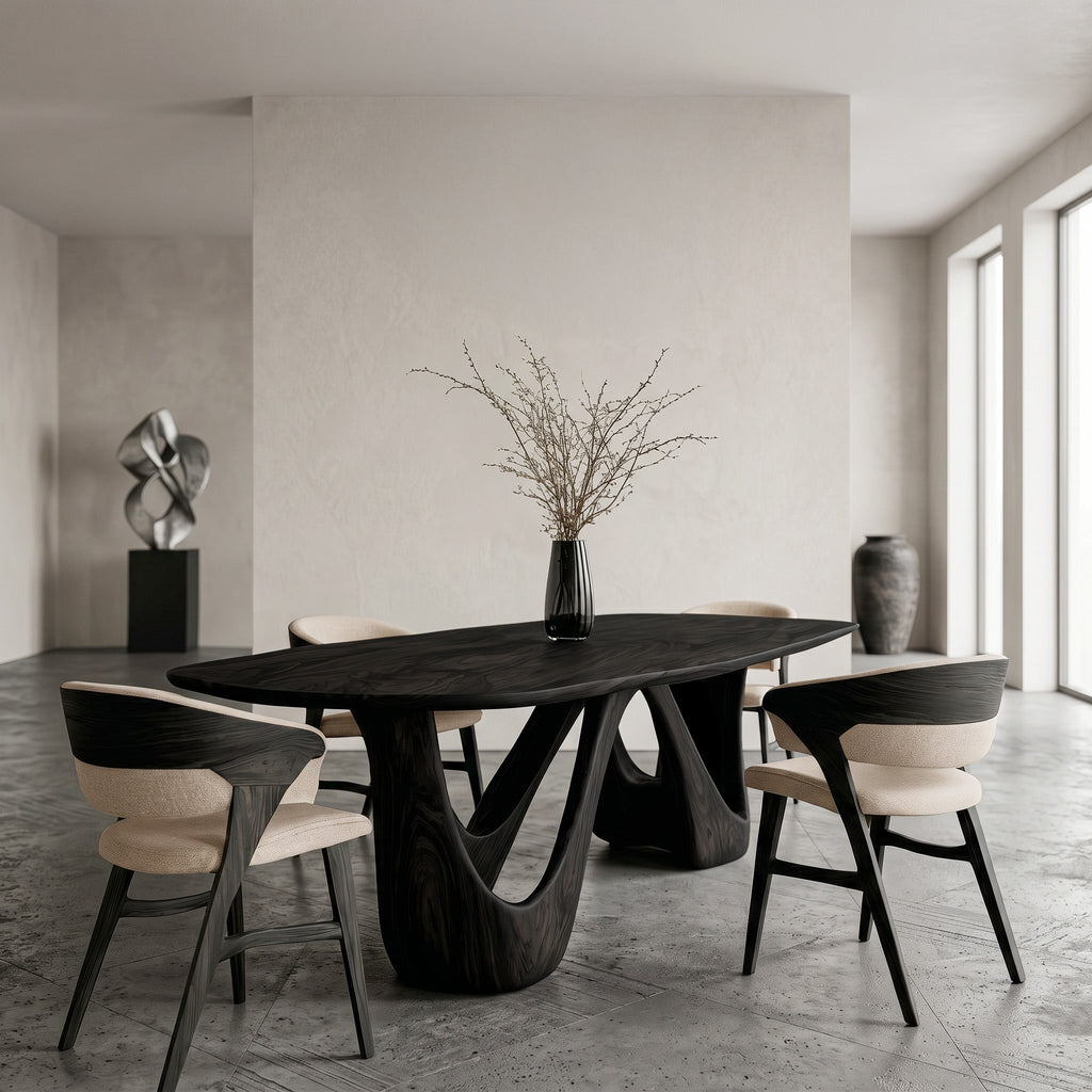 Organic Dining Table With W-shape Base For Dining Room
