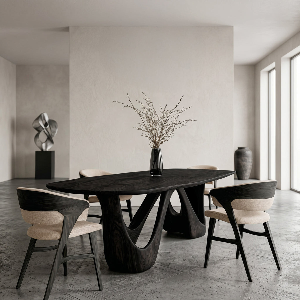 Organic Dining Table With W-shape Base For Dining Room