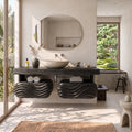 Coastal Modern Floating Bathroom Vanity Wave Cabinet For Minimalist Bathroom