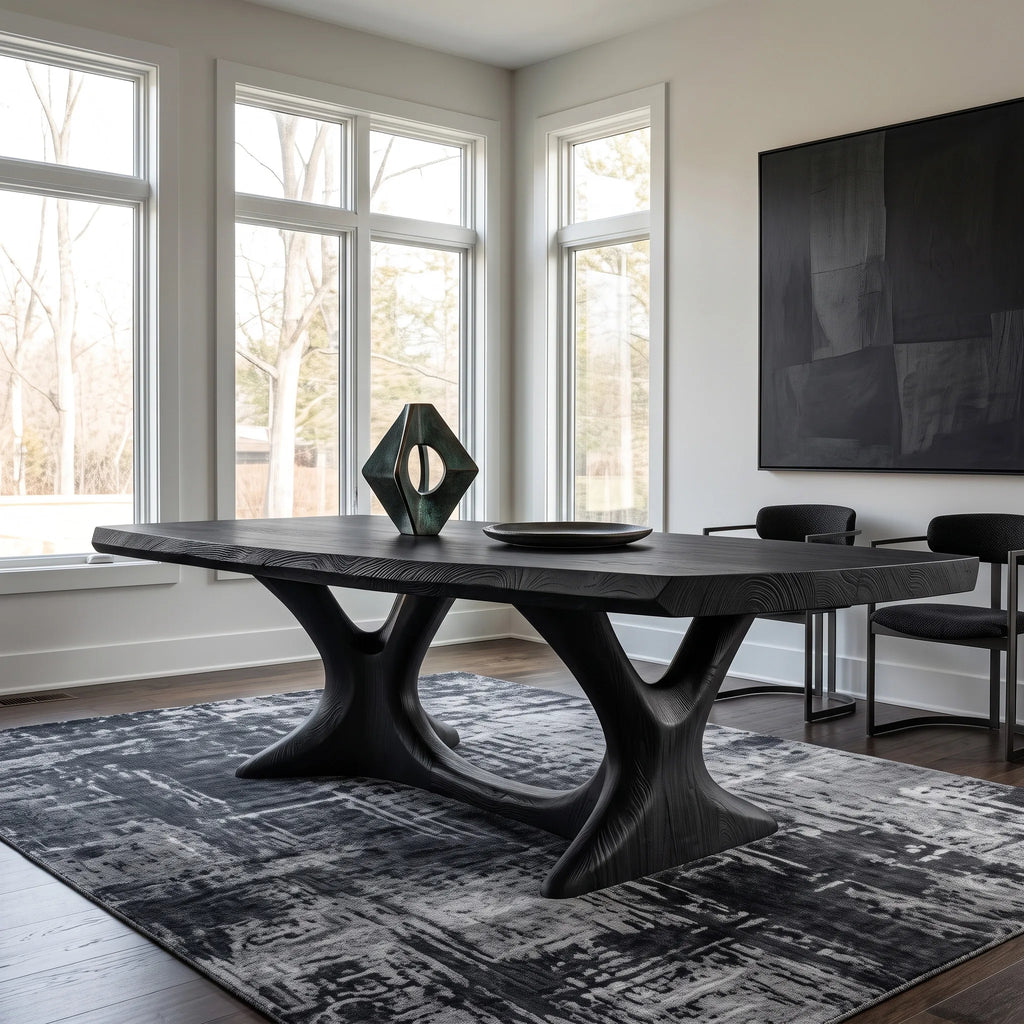 Contemporary Natural Wood Dining Table Organic Base For Dining Room