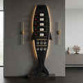 Modern Sculptural Wine Rack With Glass Holder For Dining Room