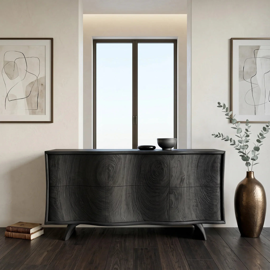 Modern Curved Front Sideboard For Foyer