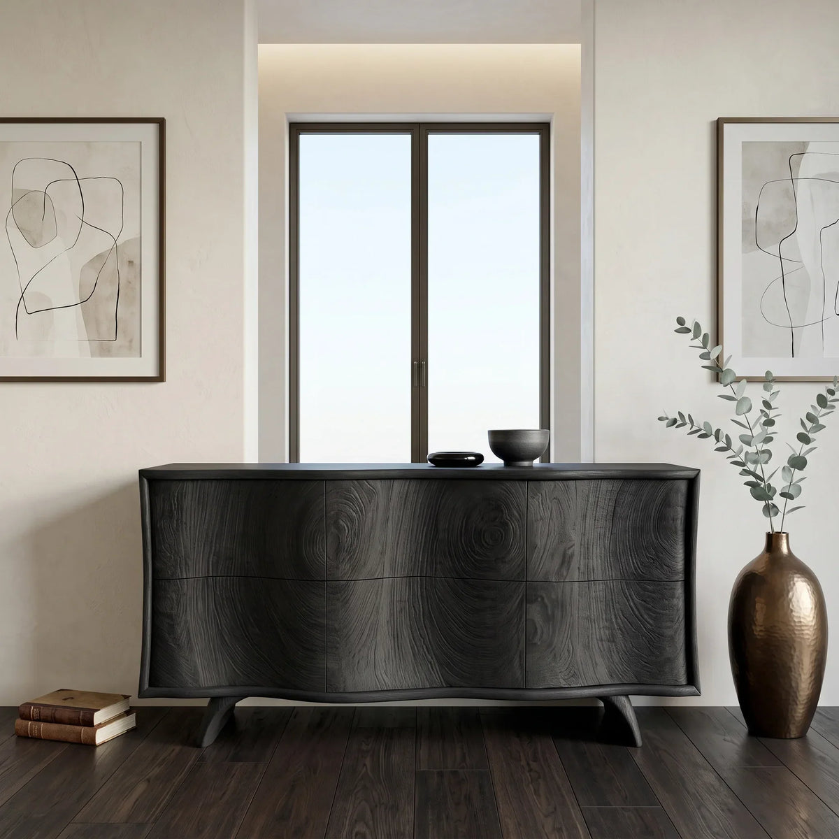 Modern Curved Front Sideboard For Foyer