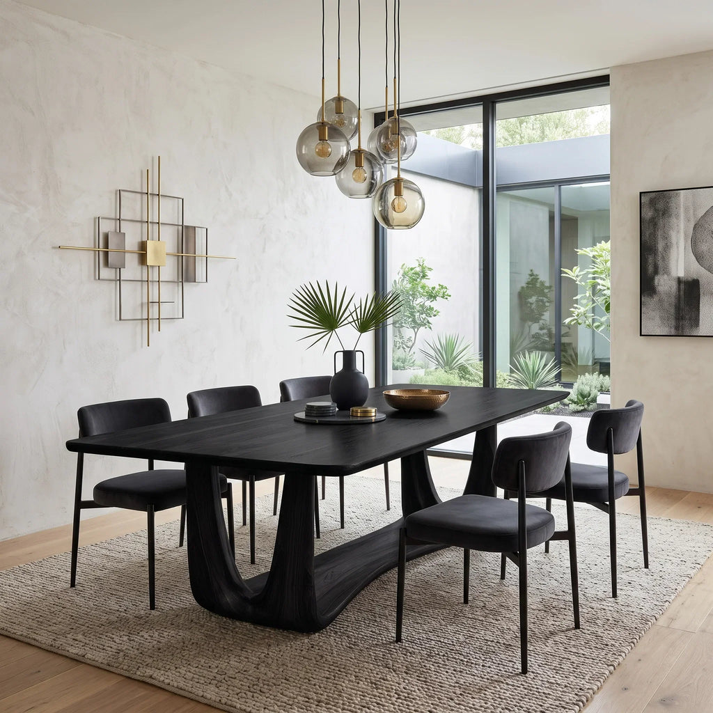 Modern Wood Dining Table Sculptural Base For Dining Room