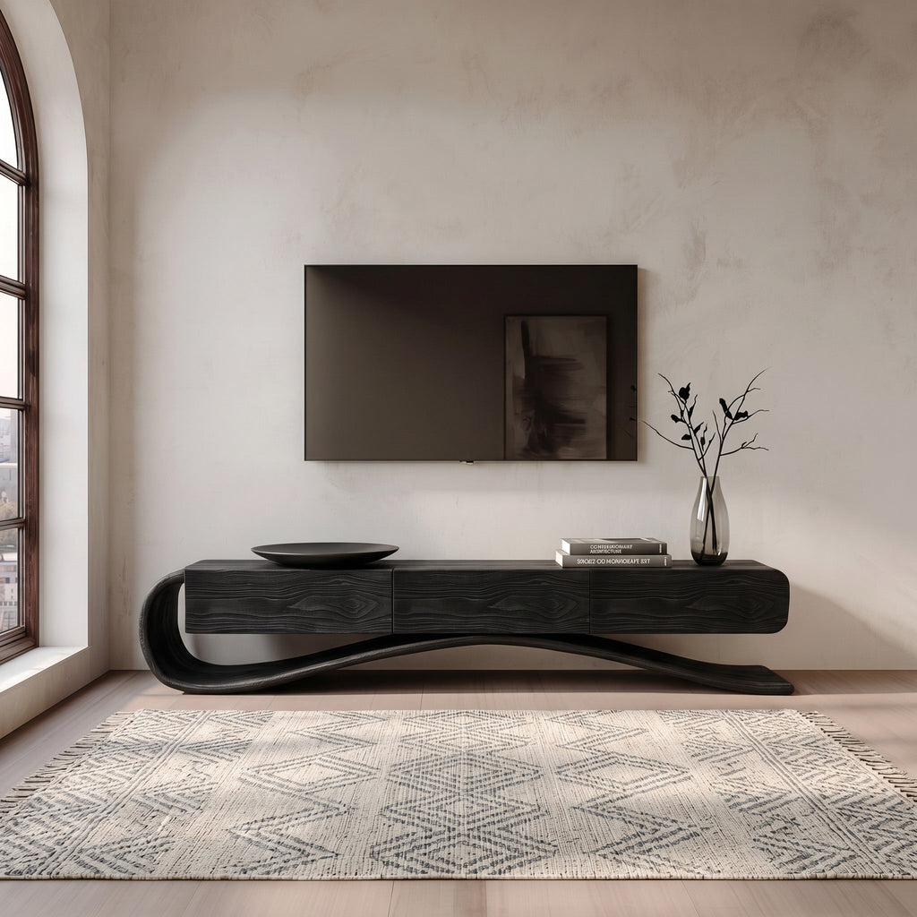 Organic Modern Cantilever TV Console For Living Room Decor