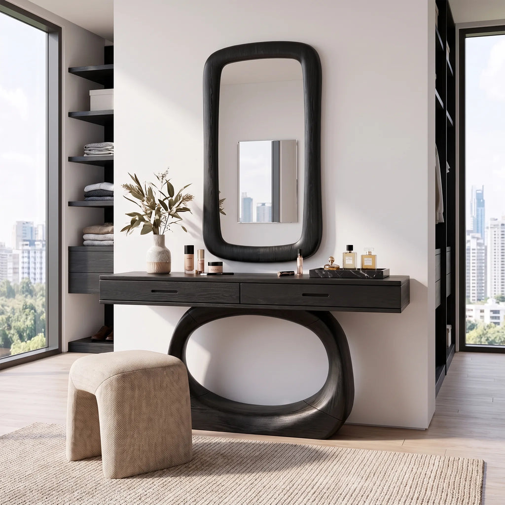 Calm Makeup Vanity Desk Bedroom Vanity Oval Pedestal Base For Dressing Room