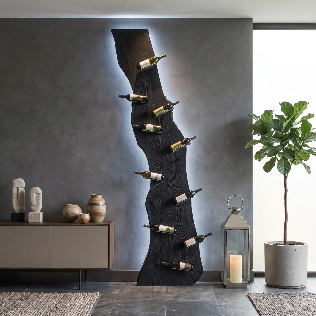 Modern Live Edge Wine Rack For Home Bar