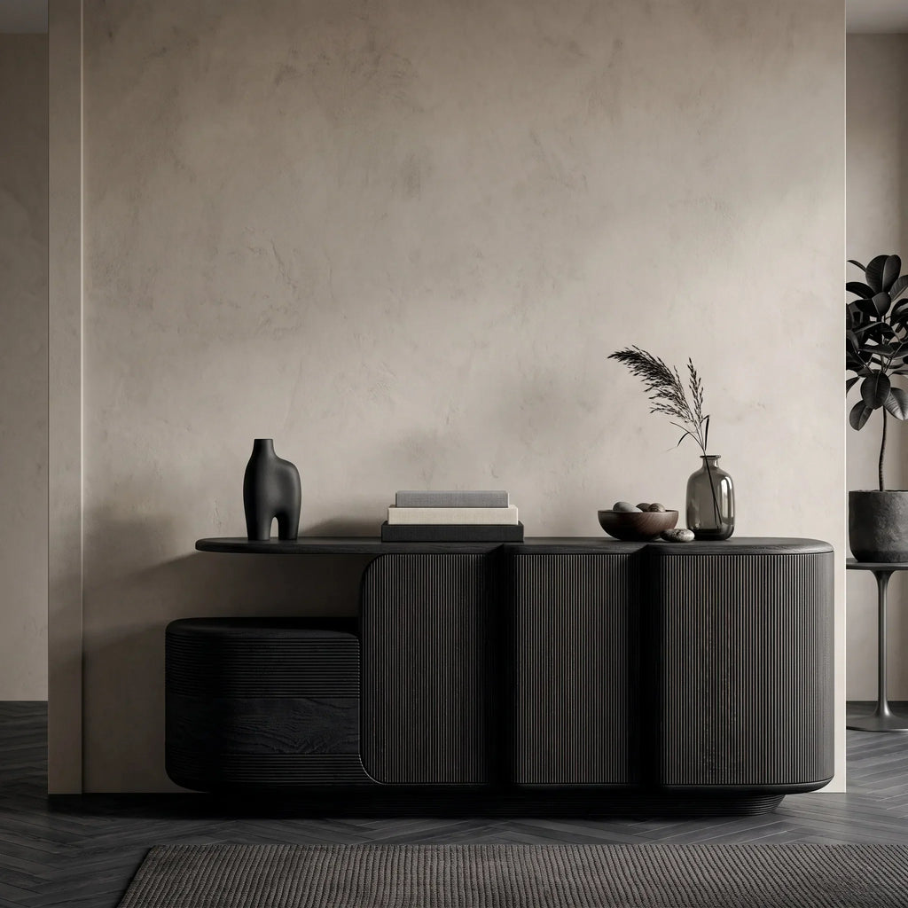 Contemporary Fluted Storage Sideboard For Entryway