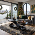 Rustic Christmas Round Coffee Table Holiday Sunroom