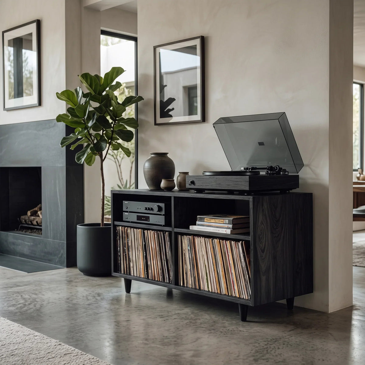 Minimalist Wooden Record Player Cabinet For Home Decor