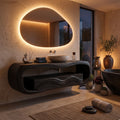 Sculptural Wall Mounted Bathroom Vanity Curved Shelves For Luxury Bathroom
