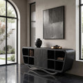 Contemporary Curved Open Shelf Sideboard For Entryway