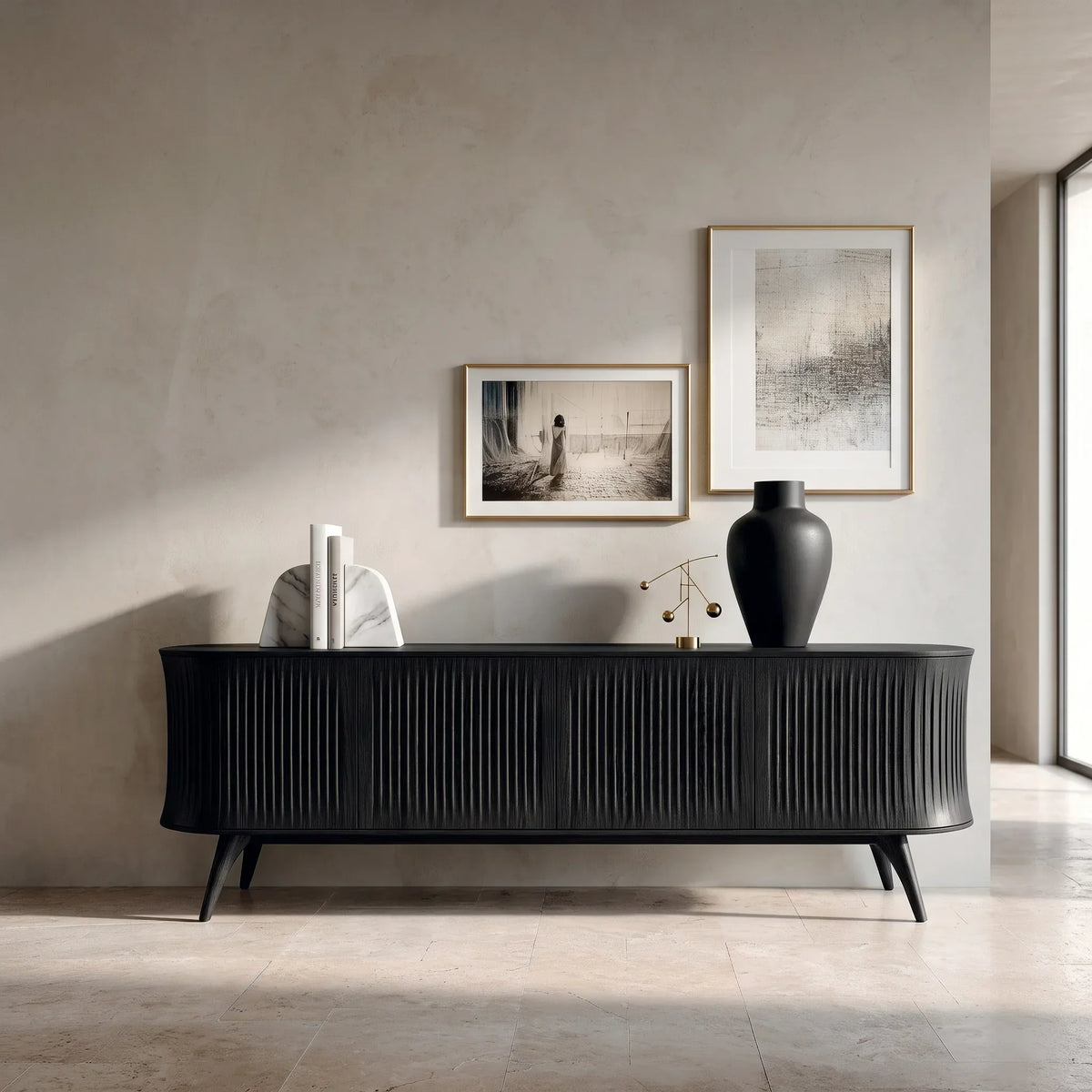 Contemporary Fluted Sideboard For Dining Room