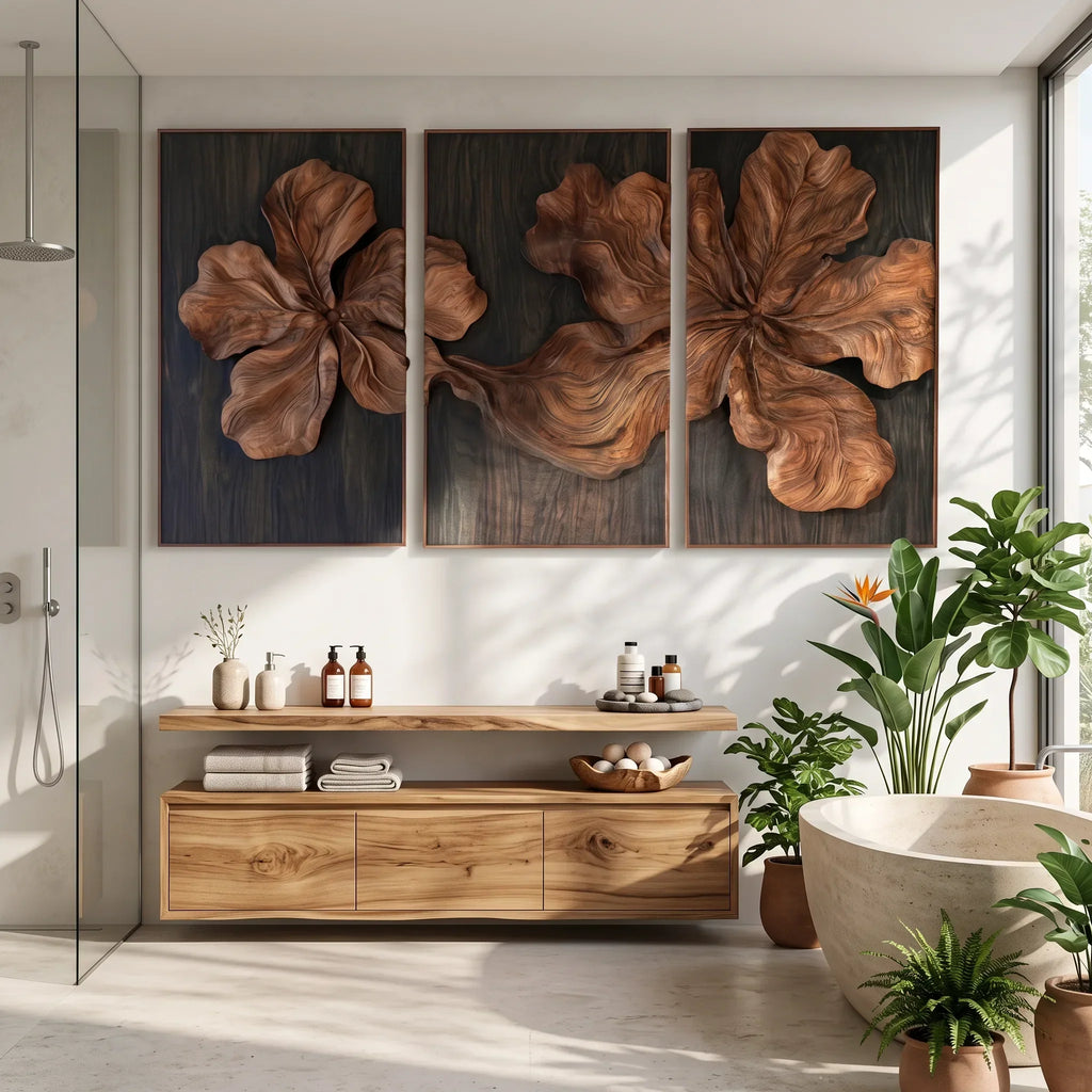 Handcrafted Floral Relief 3D Wall Decor Living Room