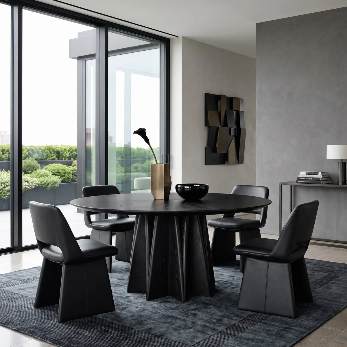 Contemporary Architectural Base Round Dining Table For Dining Room