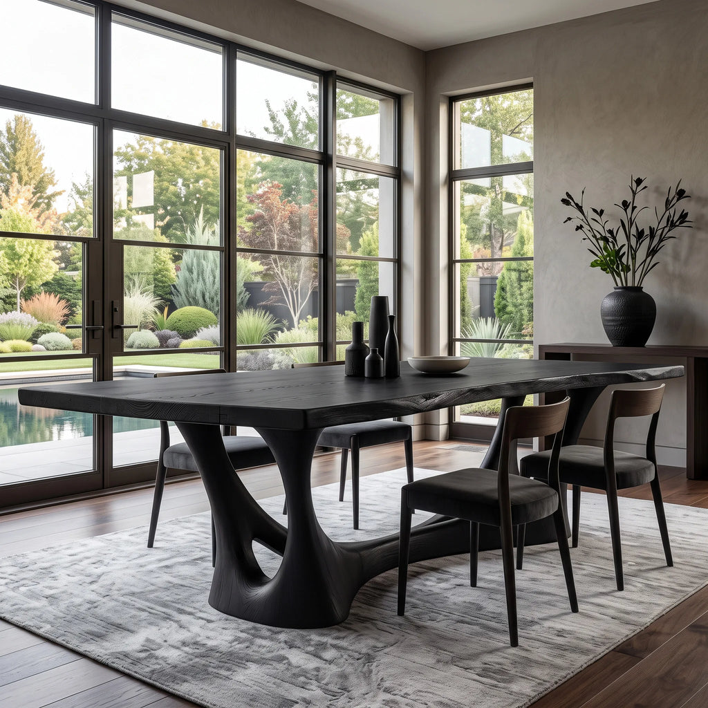 Modern Natural Wood Dining Table Sculptural Frame For Dining Room