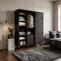Minimal Wardrobe With Carved Front For Bedroom Space