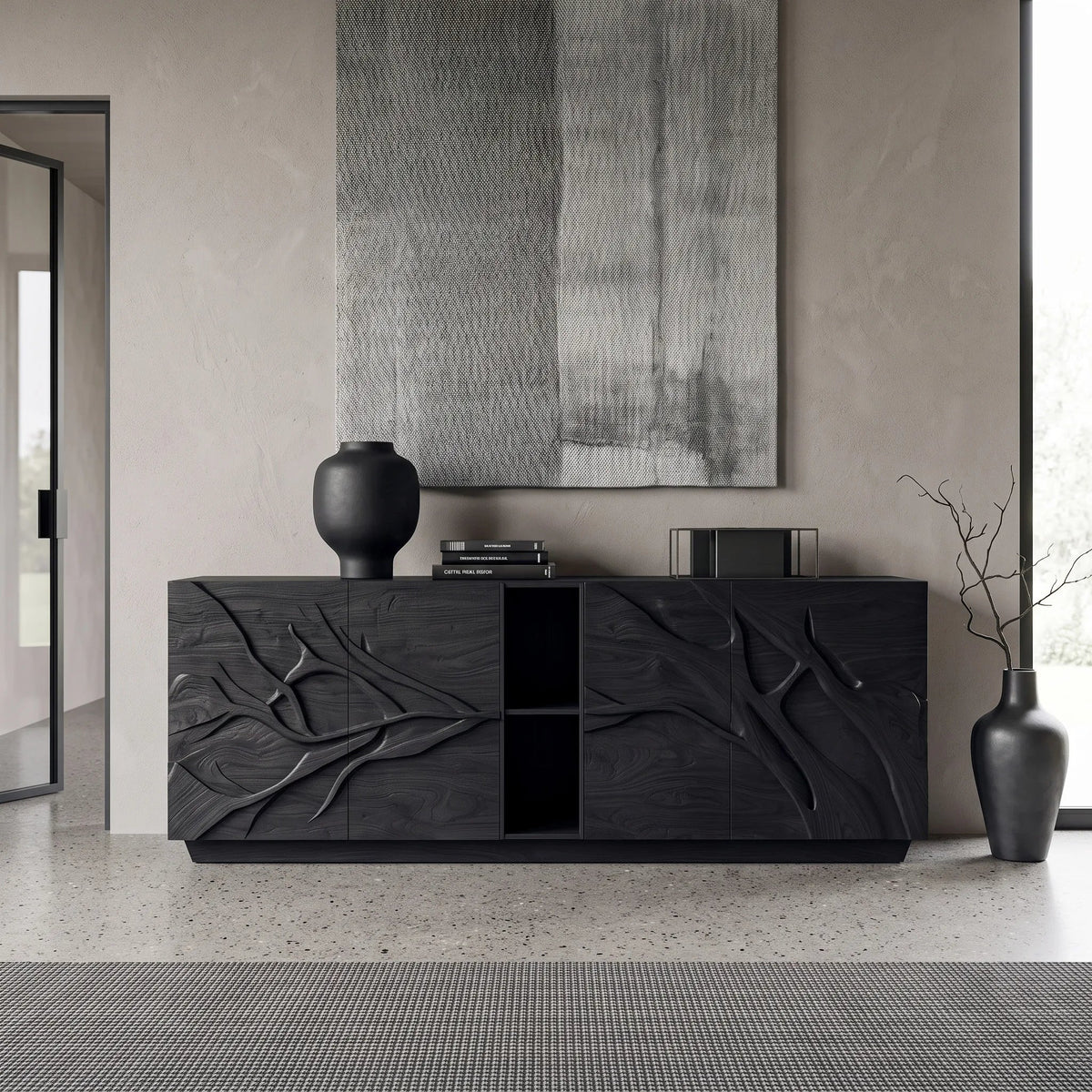 Modern Branch Carved Sideboard For Living Room