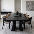 Contemporary Natural Wood Dining Table Sculptural Pedestal For Dining Room