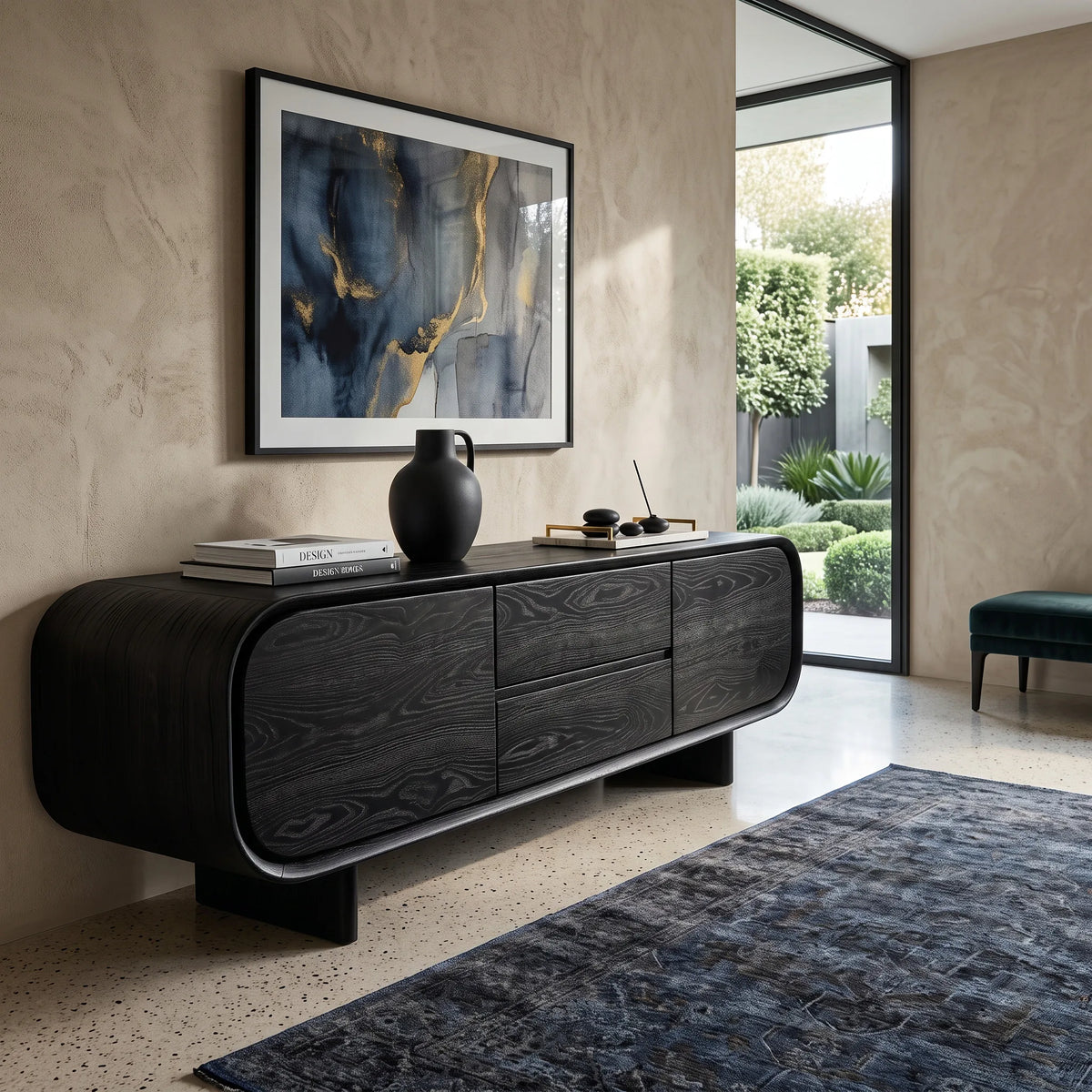 Modern Curved Storage Sideboard For Family Room