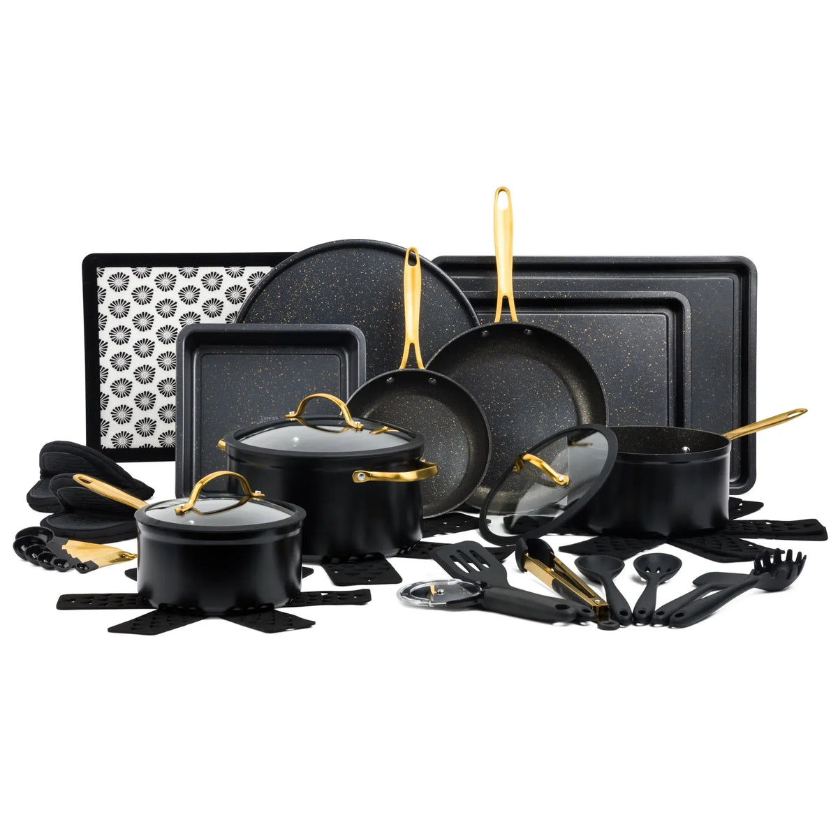Thyme & Table 32-Piece Non-Stick Cookware & Bakeware Set, Black