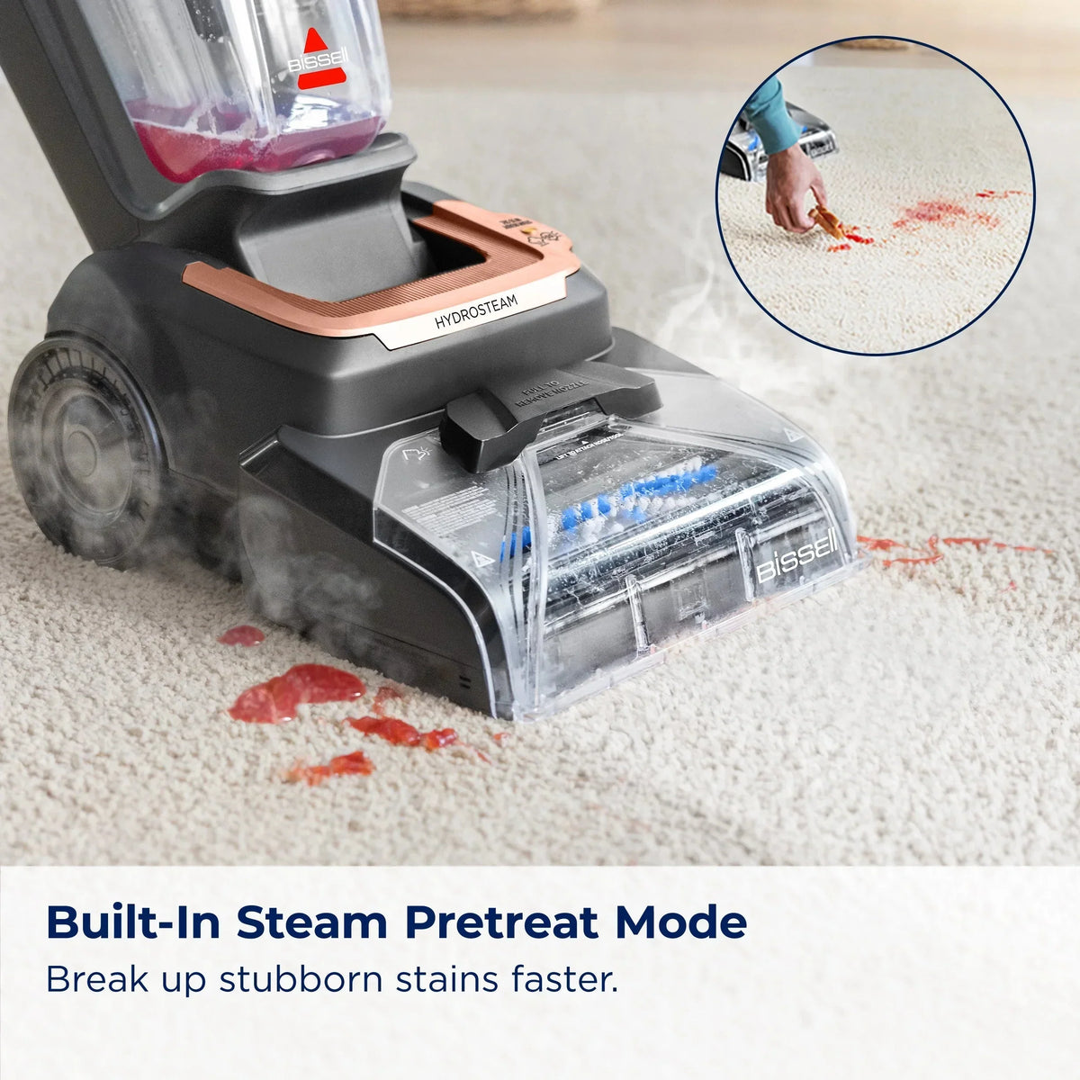 BISSELL Revolution HydroSteam Upright Carpet Cleaner, 1-Gallon Tank, 7-Foot Hose, 4-Inch Tool, Black & Copper - 4117