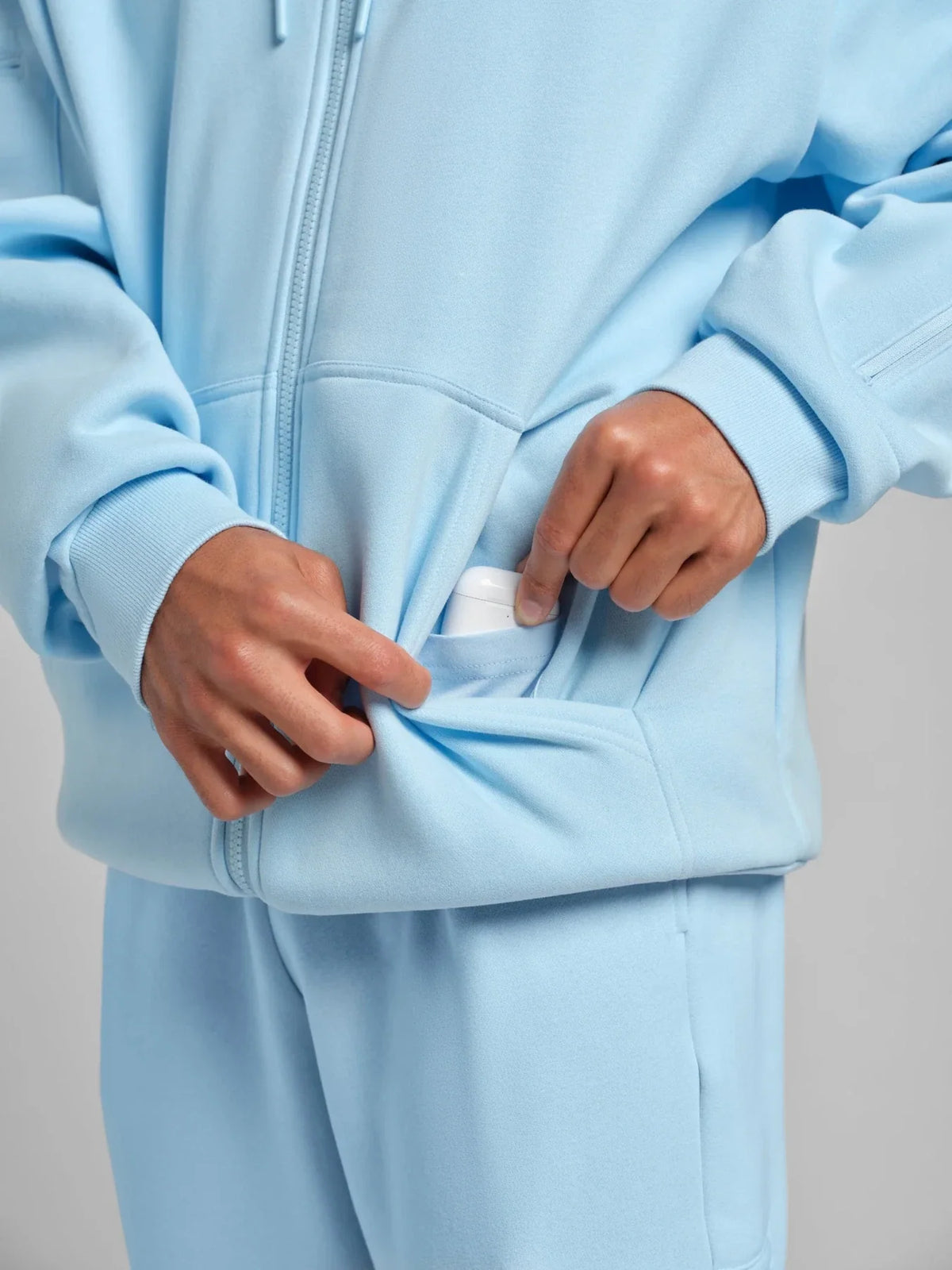 Full-Zip Travel Hoodie - Baby Blue
