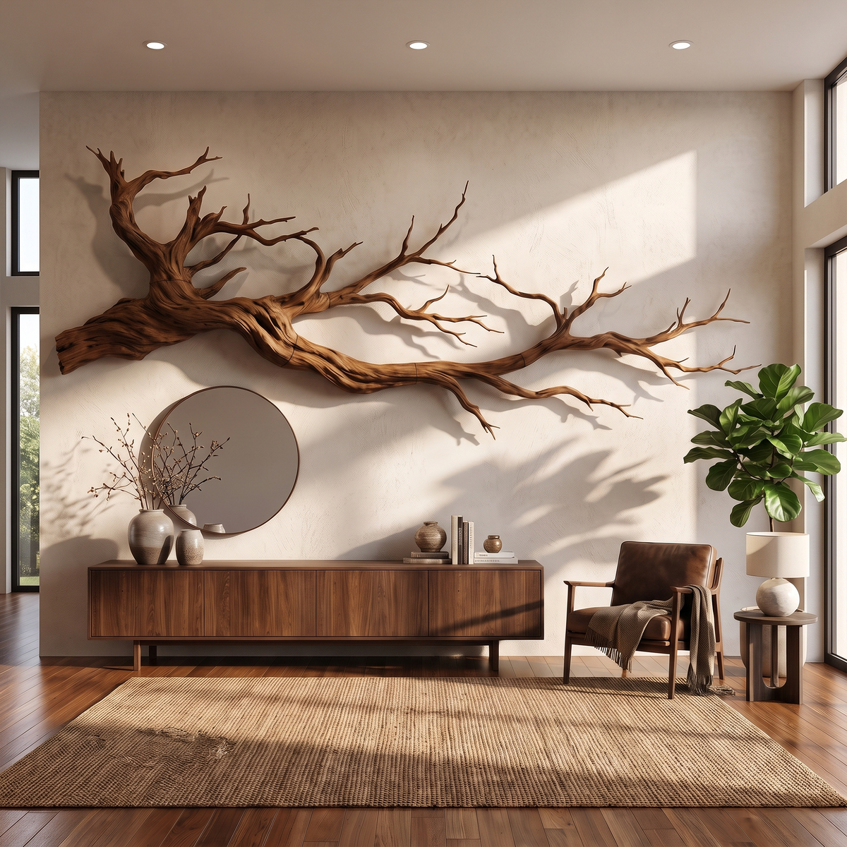 Abstract Tree Limb Solid Wood Wall Art Artistic Interior Accent