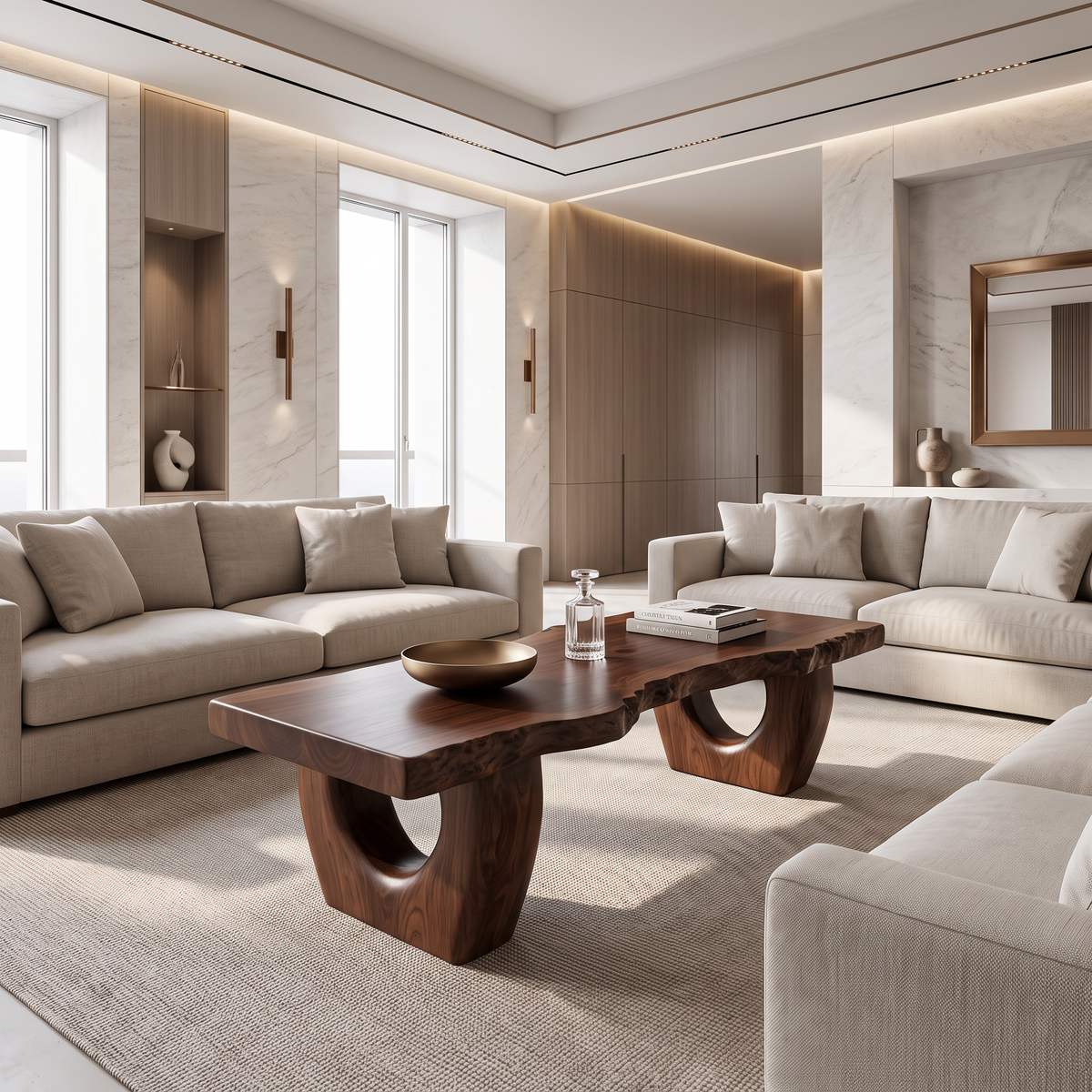 Modern Coffee Table With Open Hollow Legs And Clean Profile For Lounge