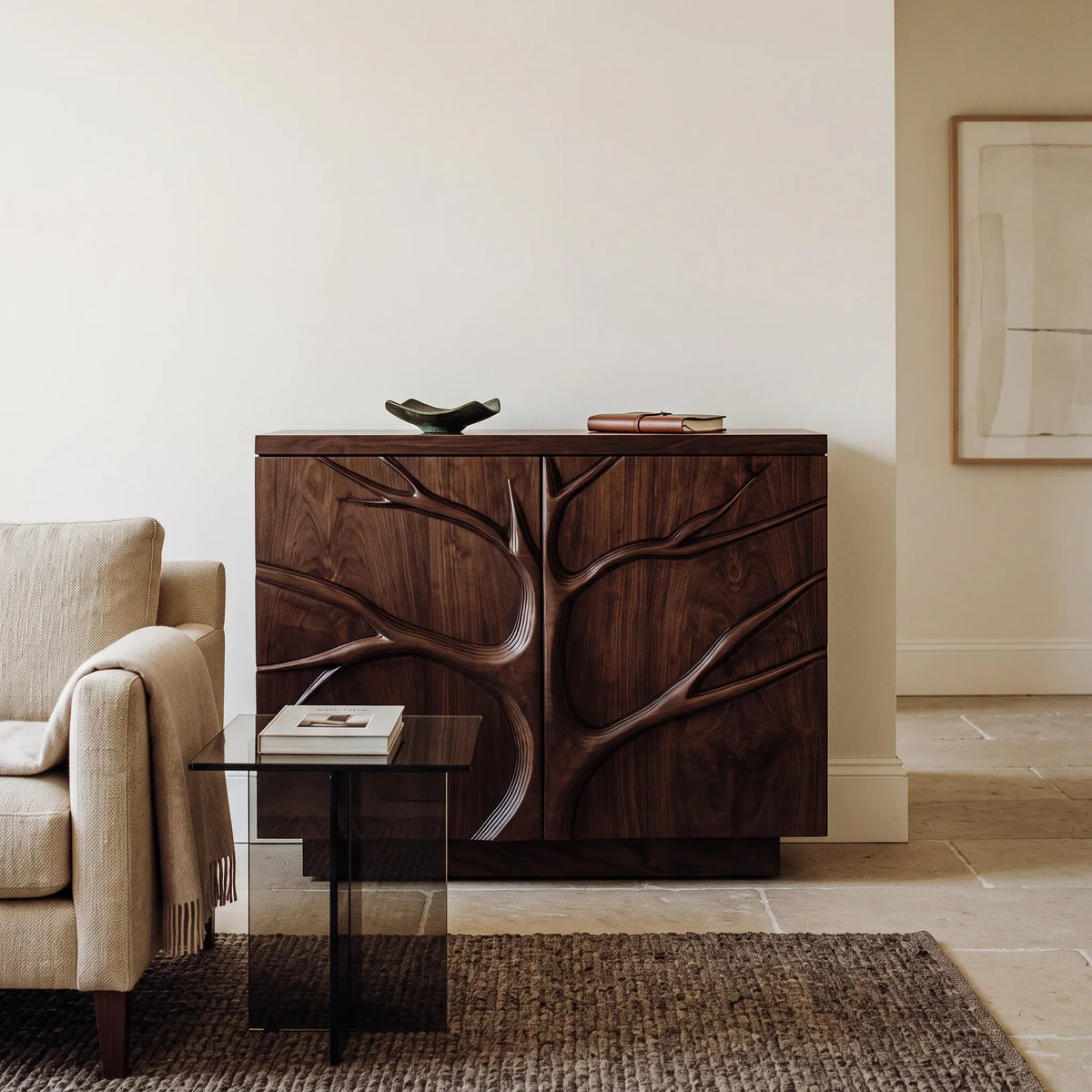 Contemporary Tree Relief Cabinet For Entryway