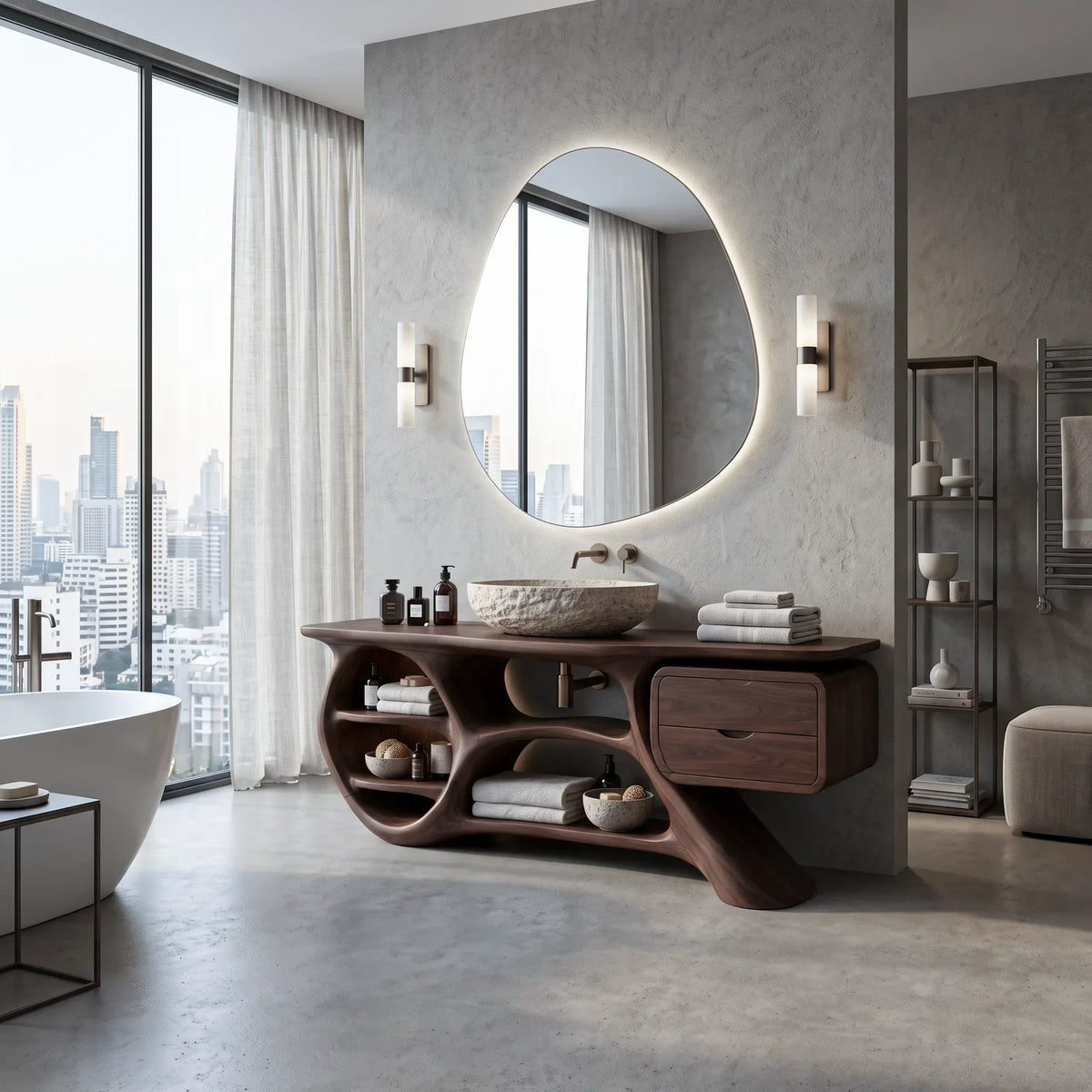 Organic Modern Bathroom Vanity Shelves With Drawers For Luxury Homes