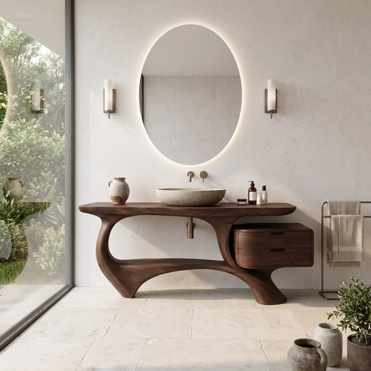 Minimal Bathroom Vanity Sculptural Loop Cabinet For Luxury Homes