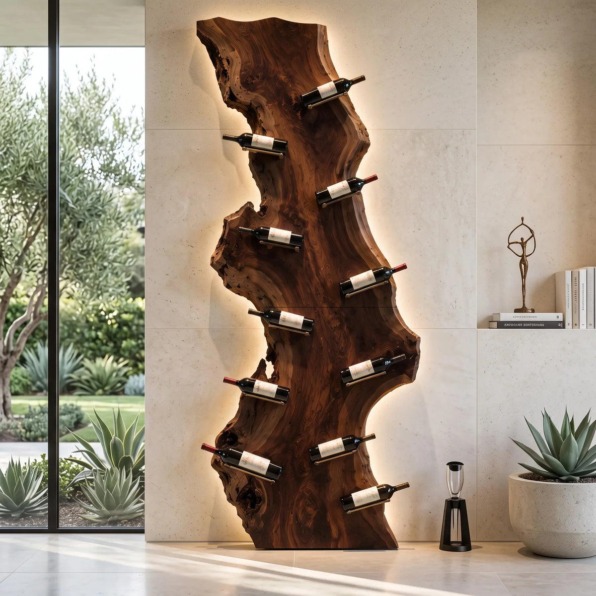 Contemporary Live Edge Wine Rack For Wine Cellar