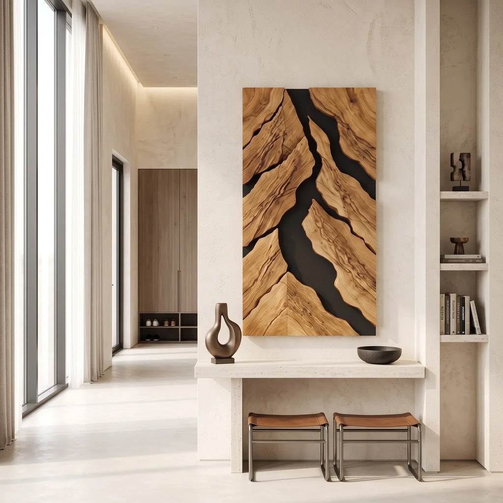 Japandi Nature Wooden Wall Art Modern Living Room