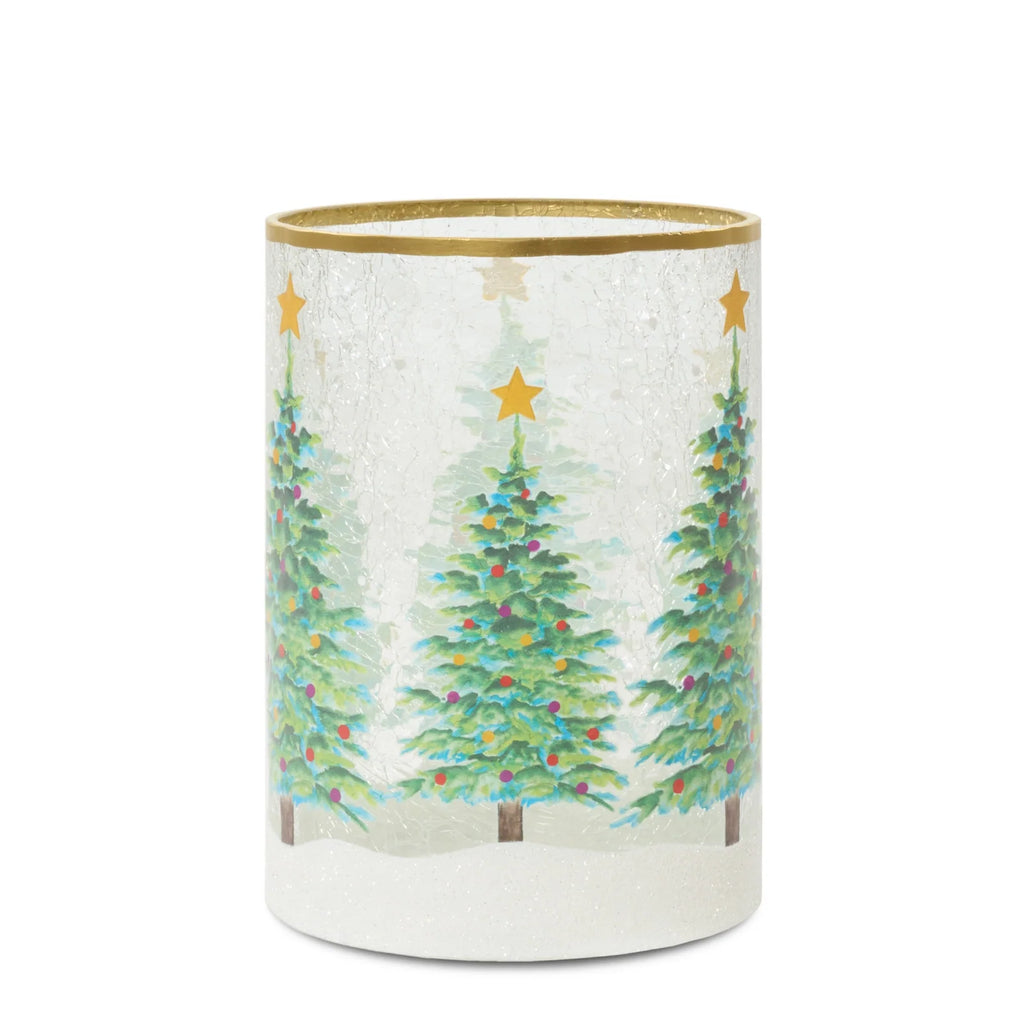 Snowy Trees Jar Candle Holder