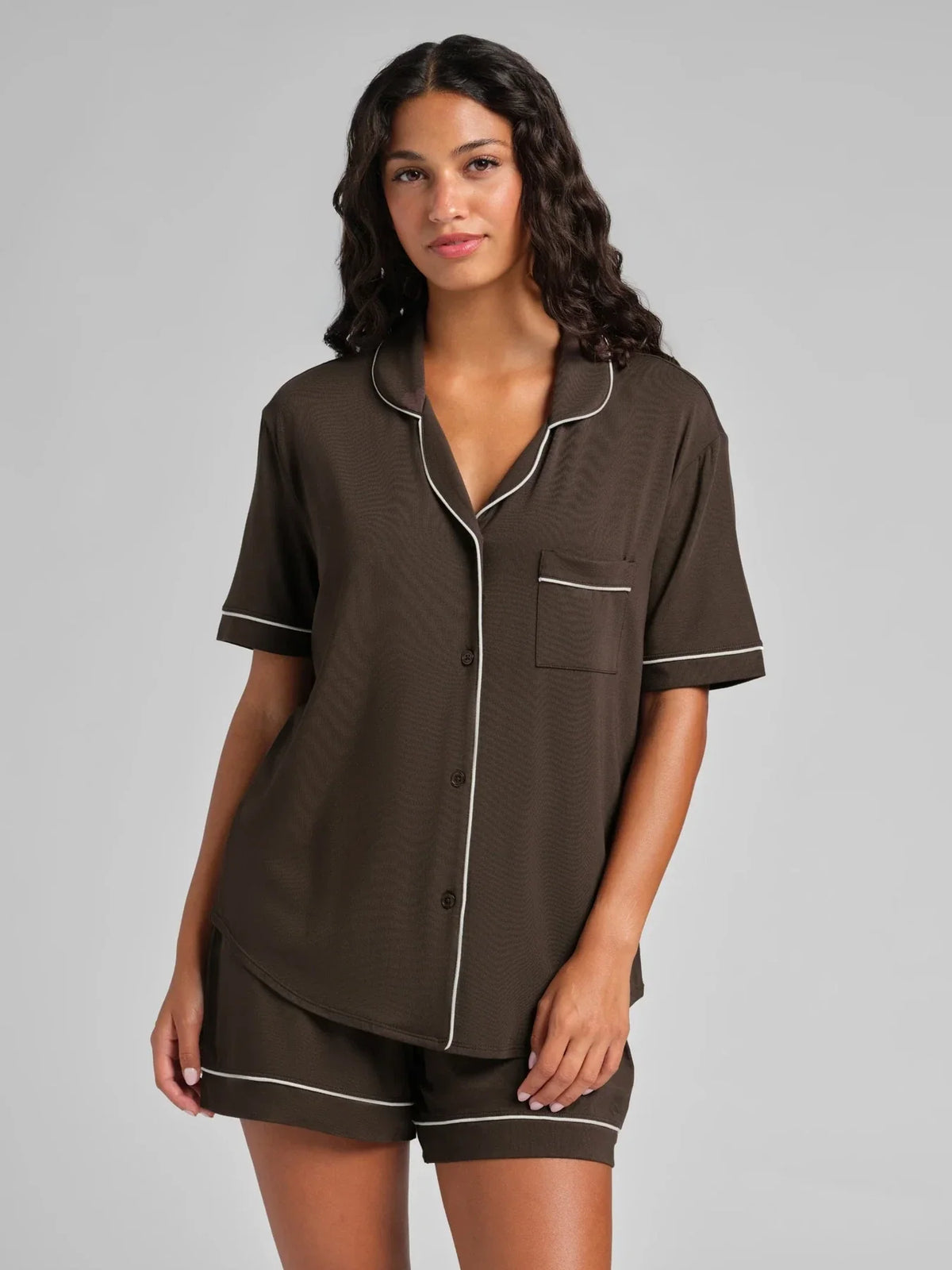 Short-Sleeve Short Pajama Set - Leopard