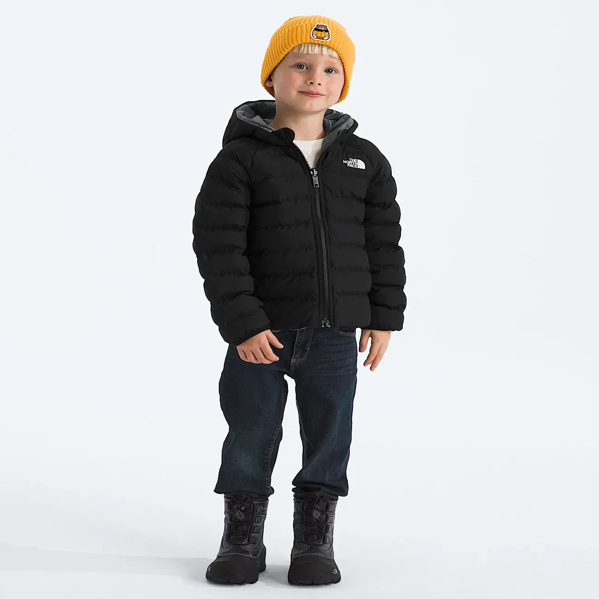 Kids' Reversible Hooded Jacket - Black/Gray