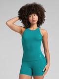 Ribbed High Neck Tank Top - Lagoon