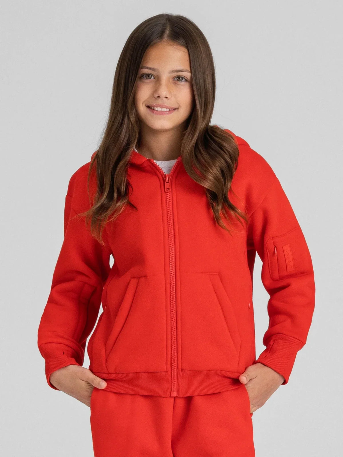 Kids Zip-Front Travel Hoodie - Crimson