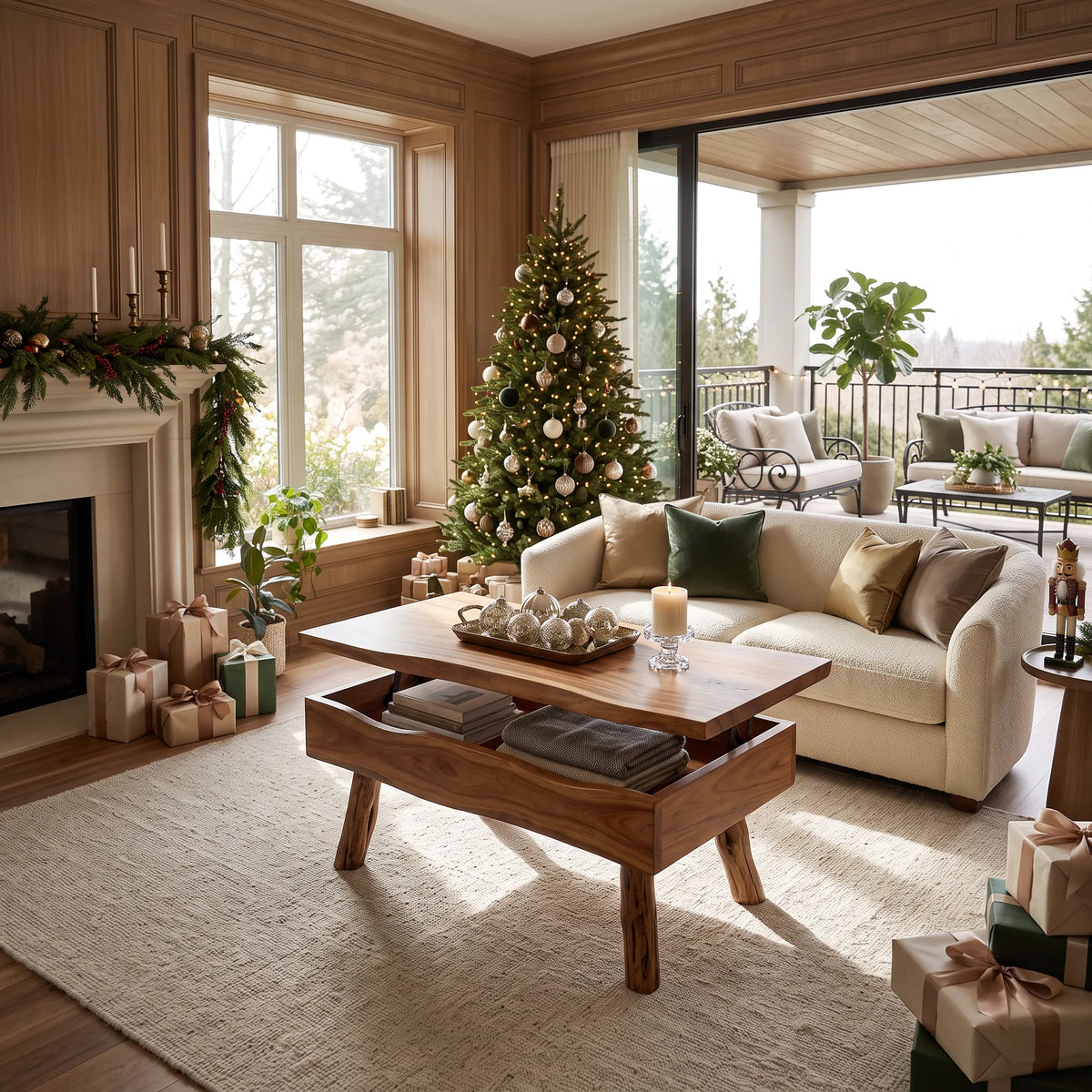 Rustic Xmas Live Edge Coffee Table Mountain Lodge