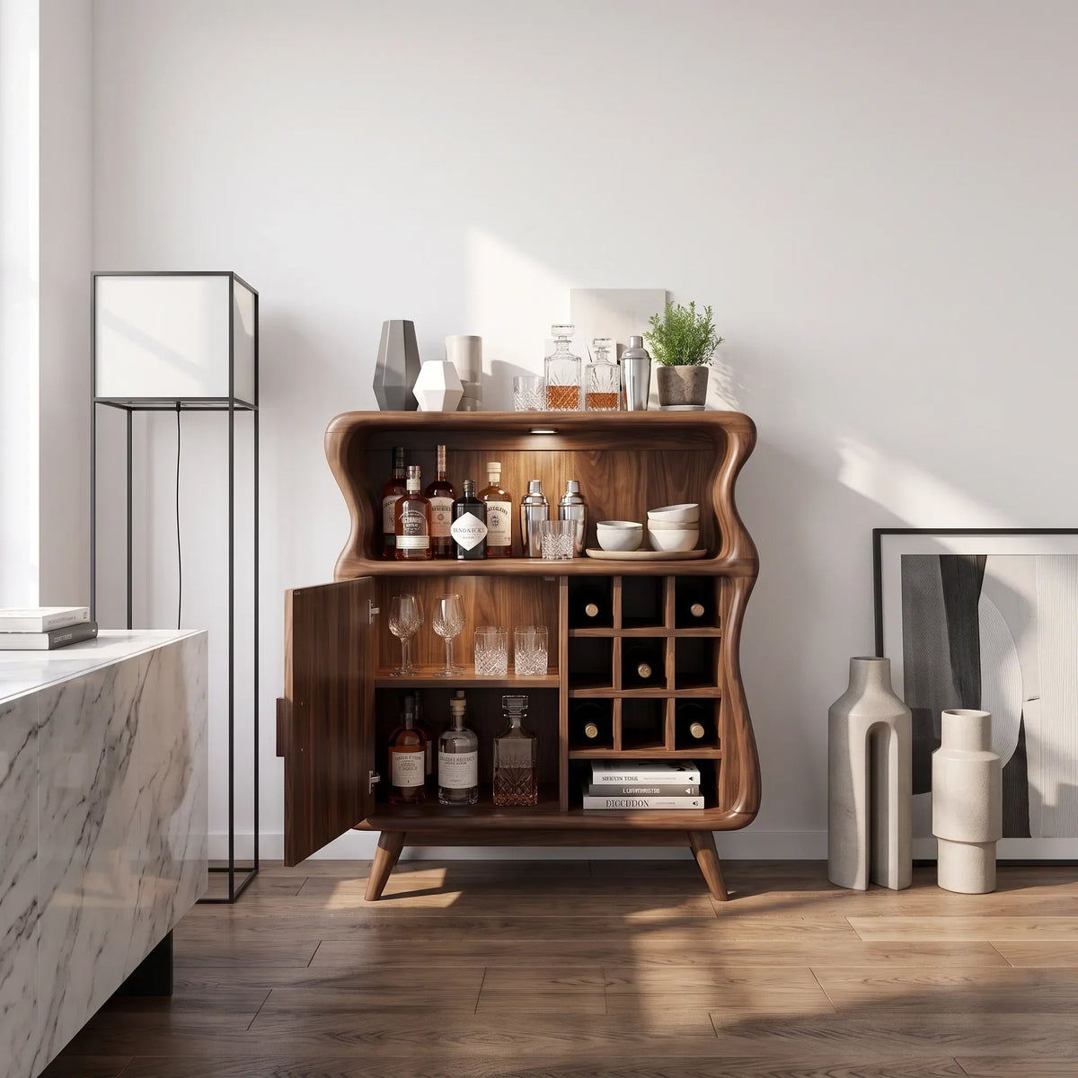 Mid Century Bar Cabinet With Storage Modern Kitchen