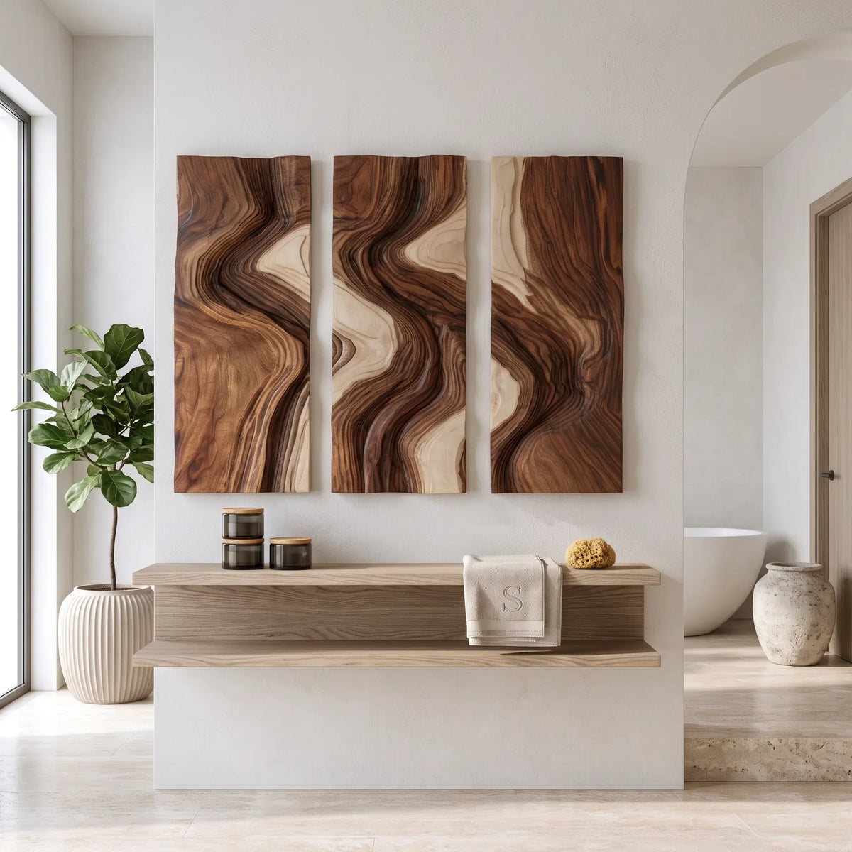 Mid Century River Landscape Large Wall Art City Apartment