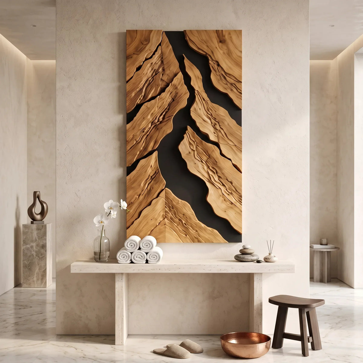 Japandi Nature Wooden Wall Art Modern Living Room